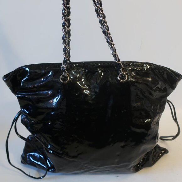 Authentic Chanel Black Interlock CC Patent Leather Bonbons Shopper Tote Handbag - Picture 4 of 16
